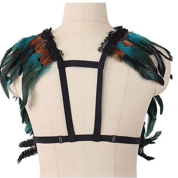 ‘CERSEI’ Caged Feather Harness Bra - Picture 4 of 4
